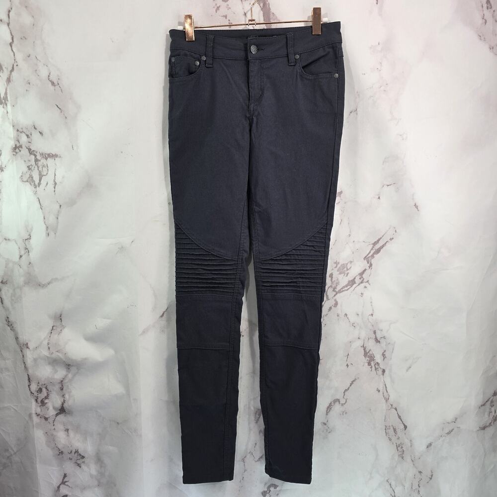 Prana Pants Women 2 26 Dark Gray Black Brenna Nylon Mid Rise Skinny Moto Stretch
